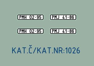 Licence plates for cars, Czech rep. (1993-2001) 1:87