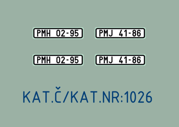 Licence plates for cars, Czech rep. (1993-2001) 1:87