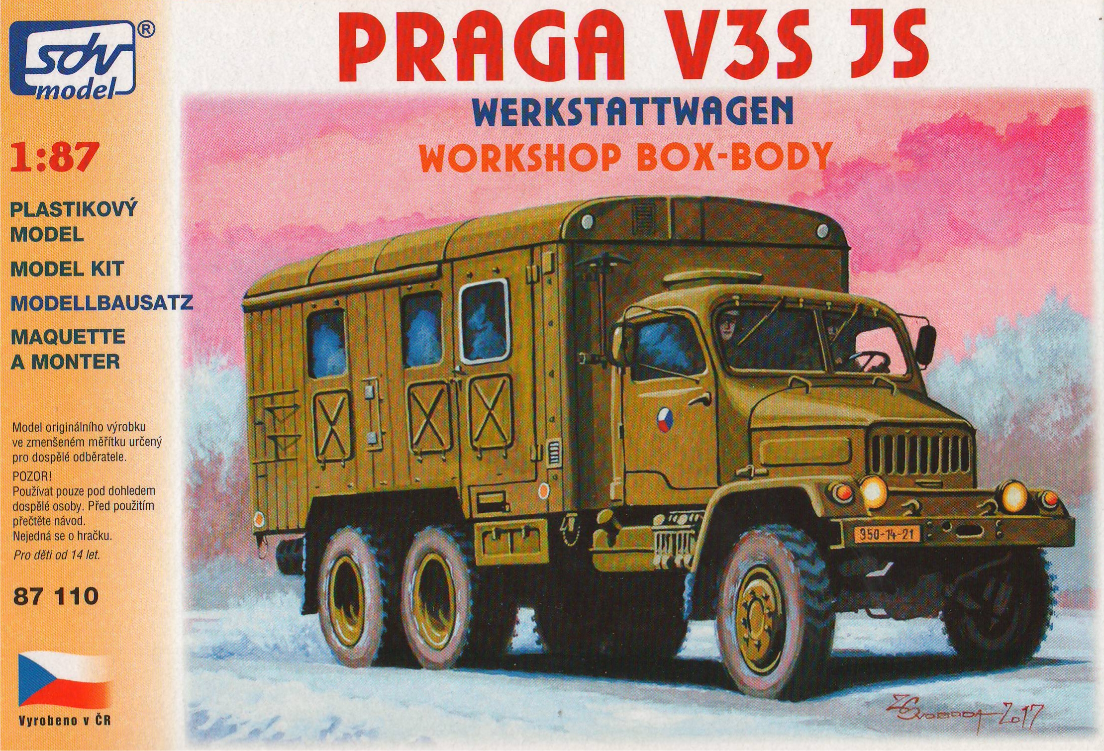SDV Plastic Model Kit 1/87 H0 Truck PRAGA V3S Flatbed with Canvas Circus 
